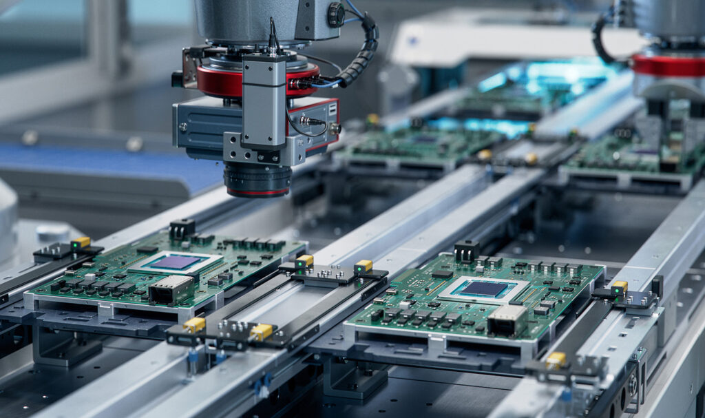 PCB·전자부품을 검사하는 자동화 라인 (스톡) — AI 품질관리를 적용한 전자부품 자동 검사 라인