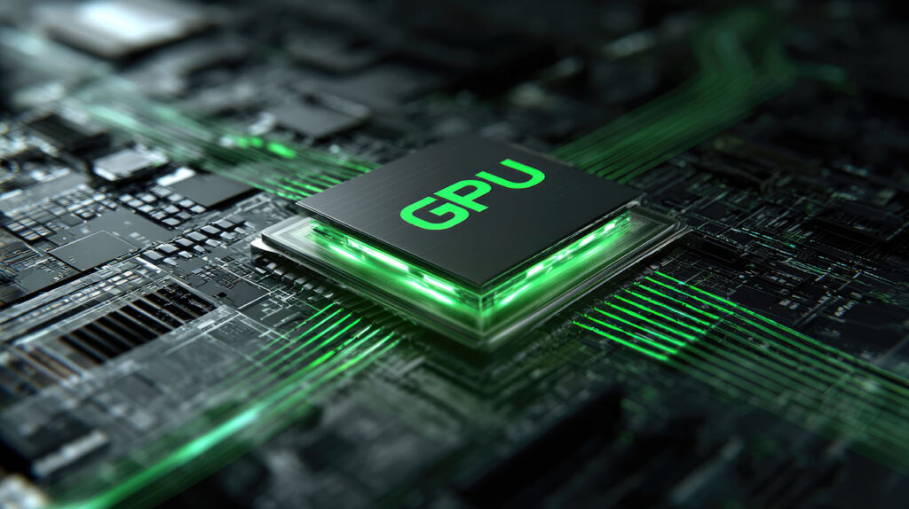 고성능 AI 연산을 위한 Nvidia GPU 서버 시스템이 데이터센터에 설치된 모습